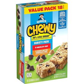 Granola Bars, 25% Less Sugar, 2 Flavor Variety Pack, 18 Pack