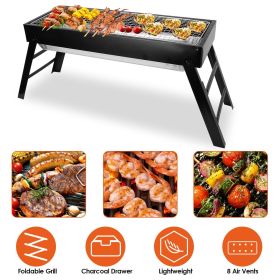 Foldable Charcoal BBQ Grill Stainless Steel Grill Net Easy Setup Portable Tabletop Barbecue Grill for Camping Picnic Outdoor Party Backyard (Color: AS pic)